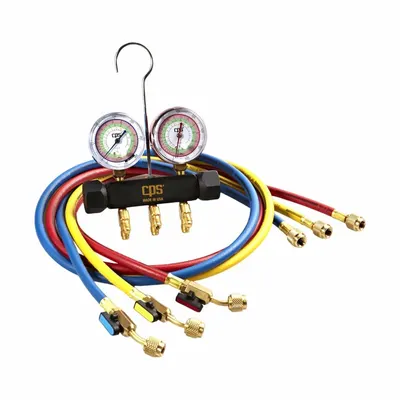 BLACKMAX Manifold Gauge Set: 2 Valves, 3 Hoses, 2 1/2 in Gauge - Analog Manifold Gauge Kits