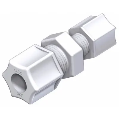 JACO Union Compression Connector: 3/8 in OD x 3/8 in OD, 220 psi - Acetal Copolymer Tube Fittings