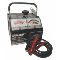 Analog battery load tester designed for testing 6V batteries under load to assess condition and charge capacity. Features an analog display for clear readouts. Overall width of 18 inches. Suitable for automotive, industrial, and maintenance applications where verifying battery performance is required.