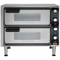 Double-Deck Pizza Oven: Double Deck Oven Size, Pizza Plates, 2 Baking Chambers, 2 Shelves (MPN WPO350)