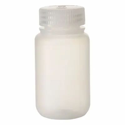 NALGENE Laboratory Bottle: PPCO, 125 mL, 4 fl oz, Closure Included, Natural, 38 mm - PPCO Wide Mouth Round Lab Bottles