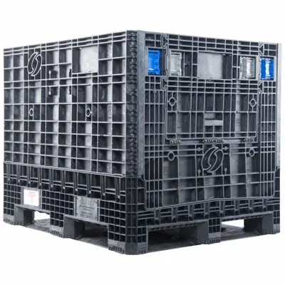 ORBIS Collapsible Bulk Container: 32.8 cu ft, 48 in x 40 in x 39 in, Lid Not Included - Collapsible Plastic Bulk Containers