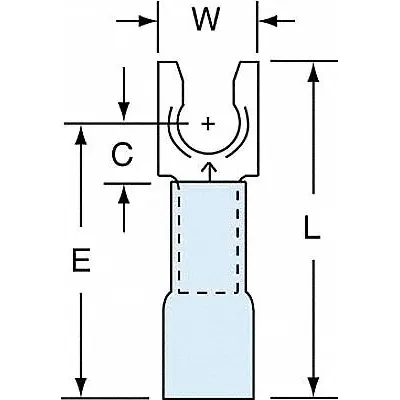 3M Fork Terminals: Blue, Heat Shrink, #10 Stud Size, 16 AWG – 14 AWG Wire Range - Insulated Fork Terminals with Heat Shrink