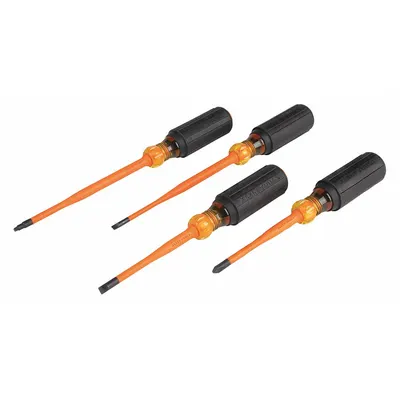 KLEIN TOOLS Slim-Tip Insulated Screwdriver Set: 1-10 Pieces, 4 Pieces - Insulated Screwdriver Sets