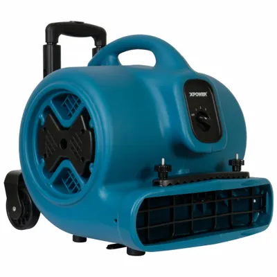 XPOWER Centrifugal Blower: 2,800 cfm, 1/2 hp, Fixed Frame, 115V AC, 3 Speeds, Blue - Portable Blowers