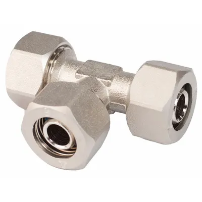 RAPIDAIR Compression Tee Fitting: 5/8 in OD 5/8 in OD 5/8 in OD Fitting Size - Compressed Air System Brass Compression Tube Fittings