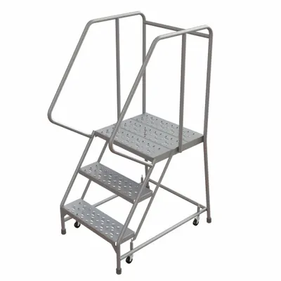 BALLYMORE Rolling Ladder: 2.5 ft Platform Ht, Assembled, Aluminum, Wt-Actuated - Aluminum Weight-Actuated Ladders