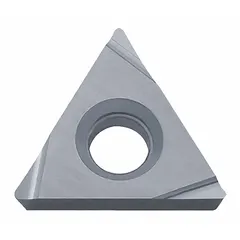 Carbide triangle turning insert with 60° included angle and positive rake geometry. Designed for general turning, facing, and profiling of metals in medium to light machining operations.