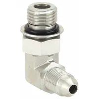 Hydraulic Hose Adapter: 3/8 in x 1/4 in Fitting Size, Male x Male, ORB x JIC, Rigid, 90° Elbow (MPN 2062-6-4S)