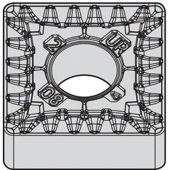 Square (S) indexable turning insert with negative rake geometry and chipbreaker design for medium machining. Suitable for general-purpose turning, facing, and profiling operations on steel, stainless steel, and cast iron. Available in designations SNMG644UR and SNMG190616UR.