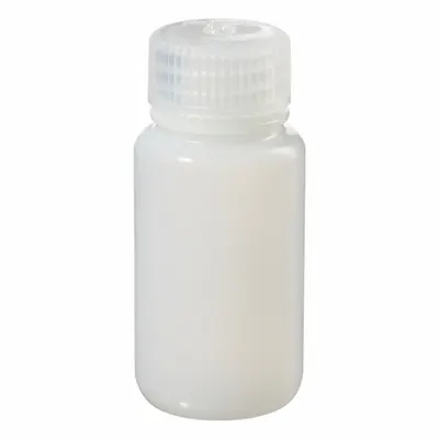 NALGENE Laboratory Bottle: HDPE, 60 mL, 2 fl oz, Closure Included, Natural, 28 mm - HDPE Wide Mouth Round Lab Bottles