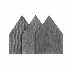Coated aluminum oxide abrasive on an open nylon mesh backing, designed for detail sanders. Gray, medium-grade sheets with 80 grit for sanding wood, metal, and painted surfaces. Open mesh construction reduces clogging and extends abrasive life.