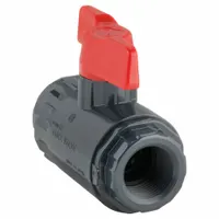 ASAHI Manual Two-Way Ball Valve: 1 in, PVC, Straight, 150 psi Max. Pressure (CWP), One-Piece, Tee (MPN 161071010)