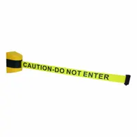APPROVED VENDOR Wall Mounted Retractable Belt Barrier: Screws, 15 ft Belt Lg, Caution Messaging