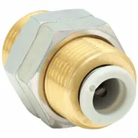 SMC Push-Fit Union Fitting: 12 mm OD x 12 mm OD Size, Push-to-Connect x Push-to-Connect, Brass (MPN KQ2E12-00A)