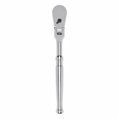 TEKTON Hand Ratchet: Pear, Reversible, 8 in Overall Lg, Polished, 4° Min Arc Swing - Flex-Head Ratchets
