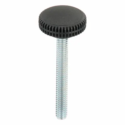 INNOVATIVE COMPONENTS Hand Knob: Knurled, Plastic w/ Steel Thread, 1/4"-20 Thread, 2.125 in Thread Lg - Knurled Knobs with Threaded Stud