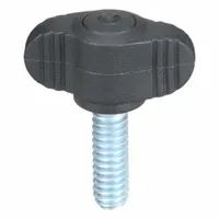 KIPP Hand Knob: Wing, Plastic w/ Steel Thread, 1/4"-20 Thread, 20 mm Thread Lg, 28 mm Dia (MPN K0274.0A2X20)