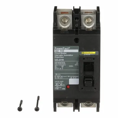 SQUARE D Molded Case Circuit Breaker: 150 A Amps, 25kA at 240V AC, Fixed, Lug, Non-Applicable - Q-Frame Square D Molded Case Circuit Breakers