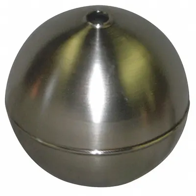 NAUGATUCK Tubed Float Ball: Float Ball, 3/8 in Connection Through Tube Size, Through Tube - Stainless Steel Through-Tube Floats