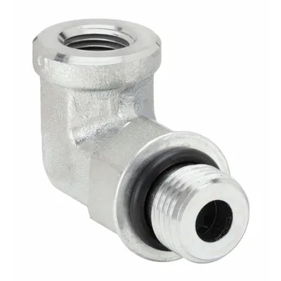 PARKER Metal Pipe Elbow: 90° Elbow, Steel, 1/4 in x 1/8 in - Hydraulic Threaded Extreme-Pressure Pipe Fittings