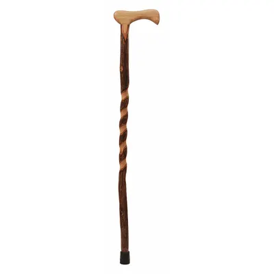 DMI Walking Cane: Walking Cane, Std, Single, Wood, Rubber Bottom Tip, 37 in - Single-Tip Canes