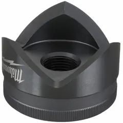 Round knockout punch with 1 1/4 in nominal size for creating holes in mild steel sheet metal up to 12 gauge. Used in electrical panel fabrication, junction box installation, and metal enclosure work.