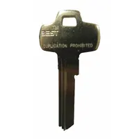 Key Blank: Compatible with BEST Locks, WA Keyway Type, Key ID # KS609, 0 Pins, Brass, Nickel Plated (MPN 1AP1WA1KS609KS800)