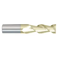 This carbide corner-radius end mill is designed for aluminum and non-ferrous materials. It features a ZrN coating, 2 flutes, a 5/16" mill diameter, and a 1-3/8" length of cut. The corner radius geometry improves tool strength and reduces chipping in high-speed CNC milling operations.
