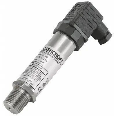 ASHCROFT Pressure Transmitter: -15 psi to 15 psi, 4 to 20mA DC, Hirschmann Form A DIN 43650-A - Intrinsically Safe with DIN 43650 Form A Connector