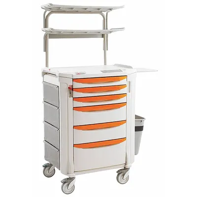 METRO Medical Procedure Cart: Polyethylene, (2) Swivel/(2) Swivel with Brake - Medical Procedure Carts