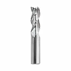 This carbide roughing end mill is designed for aggressive material removal in nonferrous materials such as aluminum and brass. The coolant-through design delivers coolant directly to the cutting edge, reducing heat and improving chip evacuation. It features 5 flutes, a 3/4" mill diameter, 2-1/4" length of cut, and 5" overall length.