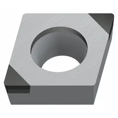 Diamond indexable turning insert with 60° diamond shape, 0.2 mm nose radius, and 4 mm thickness. Used for precision turning, facing, and profiling of non-ferrous materials, composites, and abrasive alloys.