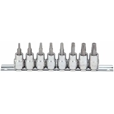 WESTWARD Socket Bit Set: 1 - 25 Pieces, 3/8 in Drive Size, 8 Pieces, T15 to T47 Tip Size Range - Torx Bit Socket Sets