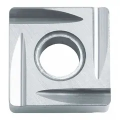 Square (S) indexable turning insert made of cermet material. Used for finish turning and light machining operations on steels and stainless steels in lathe applications.