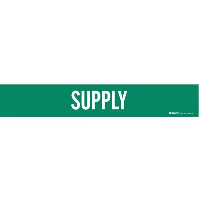 BRADY Pipe Marker: Supply, Green, White, Fits 2 1/2 to 7 7/8 in Pipe O.D., 1 Pipe Markers - Supply Adhesive Pipe Markers