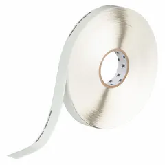 Solid white polyester tape, 1 in x 250 ft, 18.5 mil thick. Glows in the dark to mark pathways, exits, and hazards in low-light or emergency conditions. No message legend.