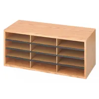 SAFCO Literature Organizer: Medium Oak, 12 Compartments, Includes Label Holders, 12 in Overall Dp (MPN 9401MO)