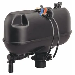 This pressure assist flushing system is a replacement tank assembly constructed of rubber, brass, and plastic. It is designed for use with Zurn Z8106 series fixtures in commercial restroom applications.