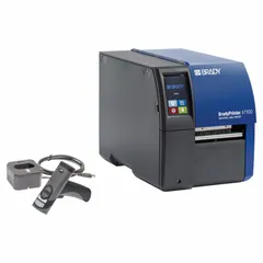 This PC-connected, single-color desktop printer is designed for labeling cables and wires in industrial settings. It accommodates label widths up to 4 3/8 inches and includes the Brady Workstation Product and Wire ID Software Suite, a product CD with driver, and a battery.