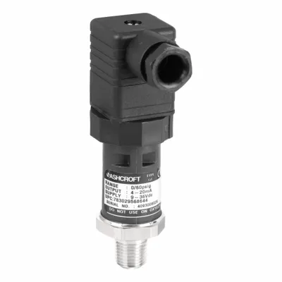 ASHCROFT Pressure Transmitter: 0 psi to 60 psi, 4 to 20mA DC, DIN 43650 Form A Connector - Pressure Transmitters with DIN 43650 Form A Connector