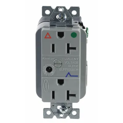 HUBBELL Receptacle: Hospital Grade Fed. Spec., Duplex, 5-20R, Gray, 125V AC, 20 A - General Purpose Receptacles