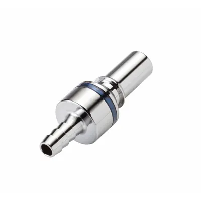 CPC Quick Connection Coupling: Straight, 1/4 in ID Size, Cool Blue, Barbed/Quick Disconnect - Chrome-Plated Brass Quick-Disconnect Tube Fittings