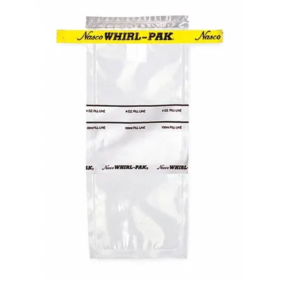 WHIRL-PAK Sampling Bag: Write-On, Sterile, 4 fl oz Capacity - oz, 118 mL Capacity - mL - Write On Sterilized Bags