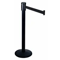 RETRACTA-BELT Barrier Post with Belt: Black, No Pattern, No Legend, 15 ft Belt Lg, Black (MPN 321BA-BK)