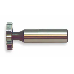 Carbide-tipped staggered tooth keyseat milling cutter, 7/8" diameter, 1/4" thickness, ANSI # 807. Designed for milling keyways and slots in shafts and hubs for power transmission assemblies. Suitable for use on steel, cast iron, and other industrial materials.