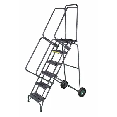 BALLYMORE Rolling Ladder: 8.3 ft Platform Ht, Unassembled, No Locking Mechanism - Steel Folding Ladders
