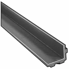 Fiberglass angle stock designed for concrete embedment applications, providing corrosion-resistant reinforcement. Features a 1 1/4 in inside leg length, 1/4 in leg thickness, dark gray color, polished finish, and square inside corner shape. Suitable for use in industrial construction where non-metallic reinforcement is required.
