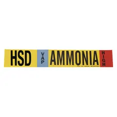 Ammonia wrap-around pipe marker for IIAR VAP phase, high-pressure systems. Fits pipe outer diameter 1-1/2 to 2-3/8 inches. Includes directional arrows. Single marker supplied.
