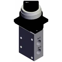 Mechanical Valve: VM400 Series, 2 Position Twist Actuator, 3 Ports, 1/8 in BSPT, Black Actuator (MPN VM430-01-34B)